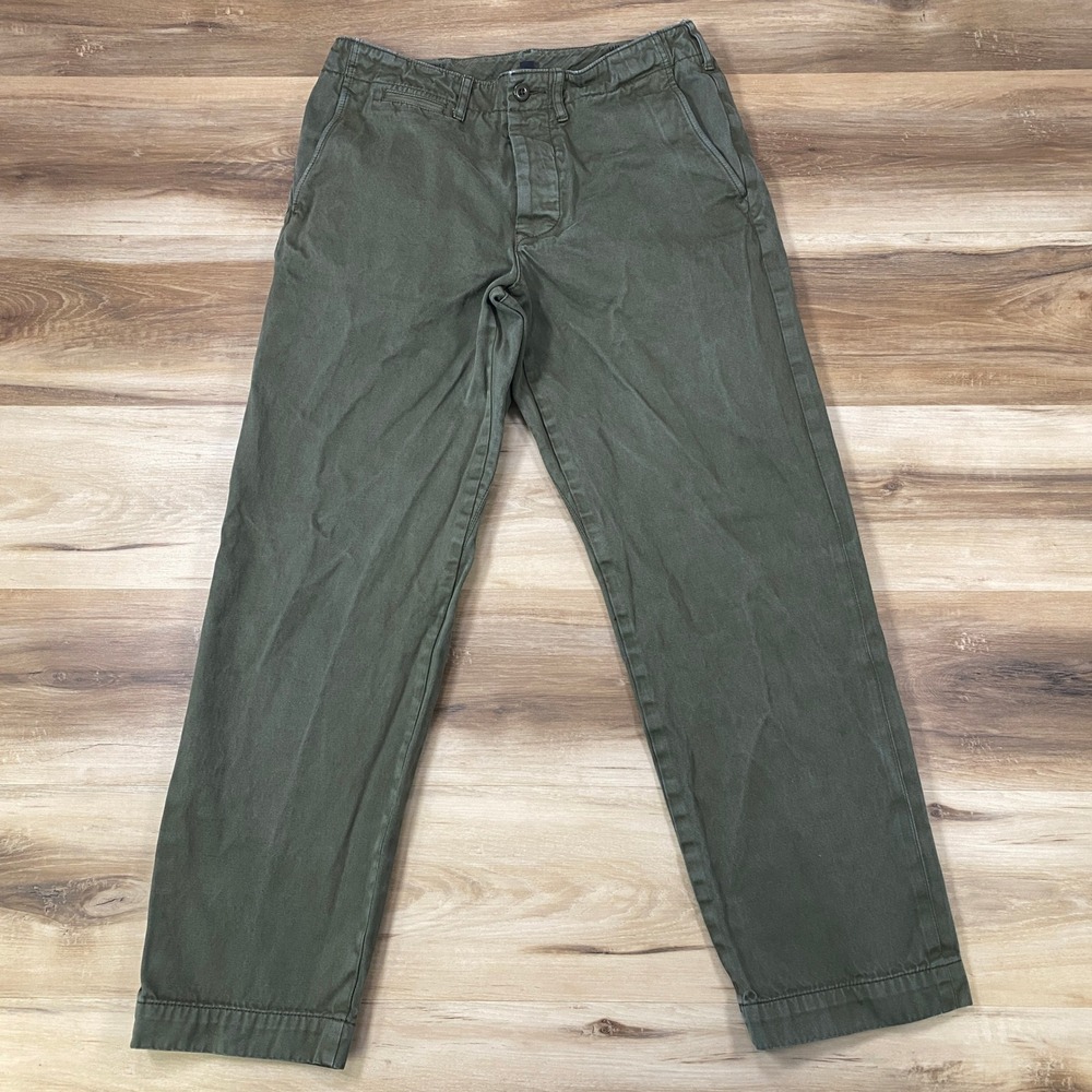 Wallace & Barnes Selvedge Officer Chino Pant Men 30x29 Heritage Olive Green $178